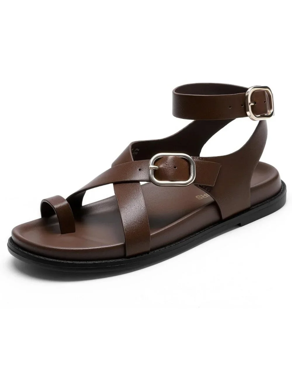 Women's Brown Flat Solid Thong Comfortable Footbed Platform Strappy Sandal Shoes